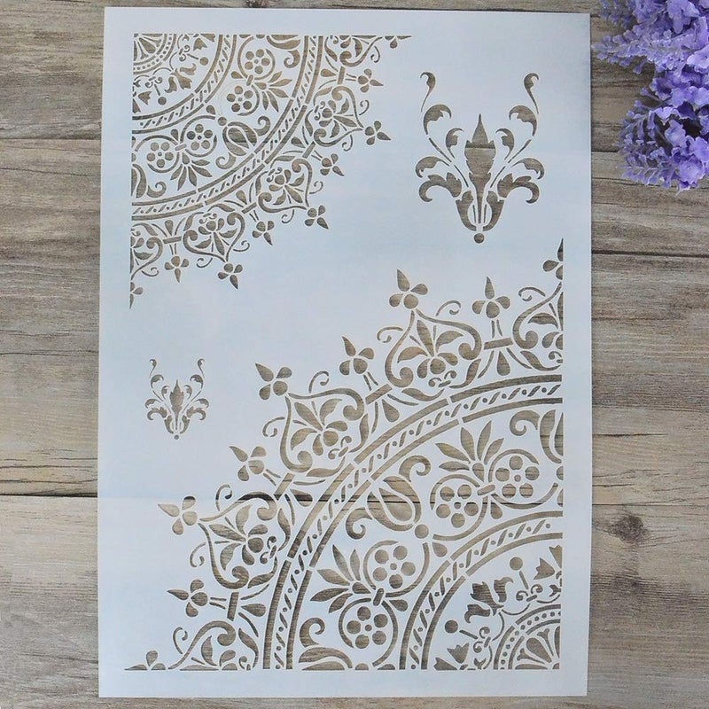 SLGIFT Mandala Stencil for Painting, Decorative Large Wall Stencils for Painting,Stencil for Scrapbooking, Spray Painting,Airbrush(A3 Size) - Image 1